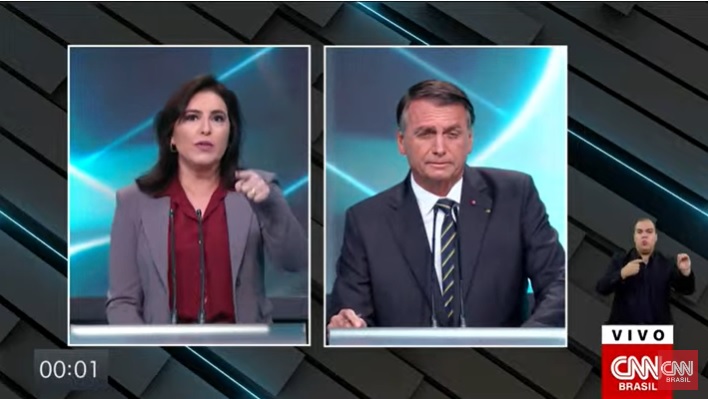 Simone Tebet e Bolsonaro no debate