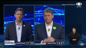Haddad e Tarcísio de Freitas na Band