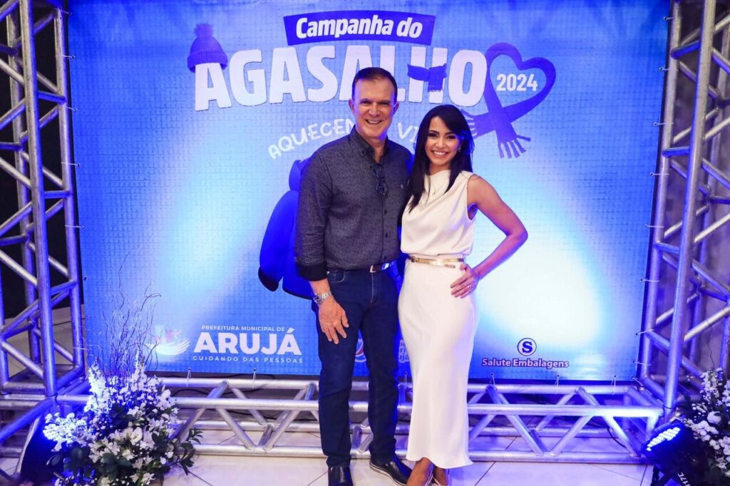 Luis Camargo e Clau Camargo no lançamento da Campanha do Agasalho
